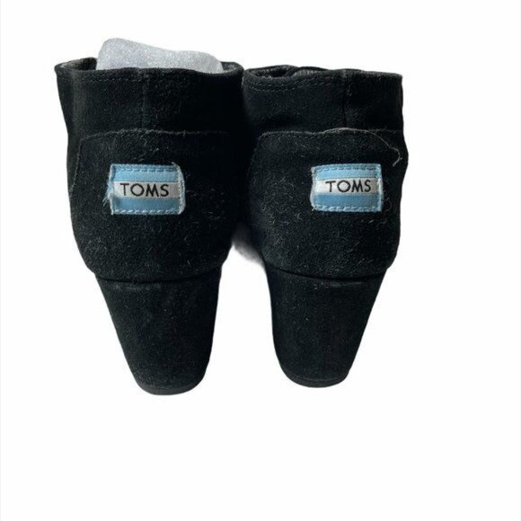 TOMS Desert Wedge Black Suede-Like Booties Size 8.5 - 300513 - Picture 5 of 8